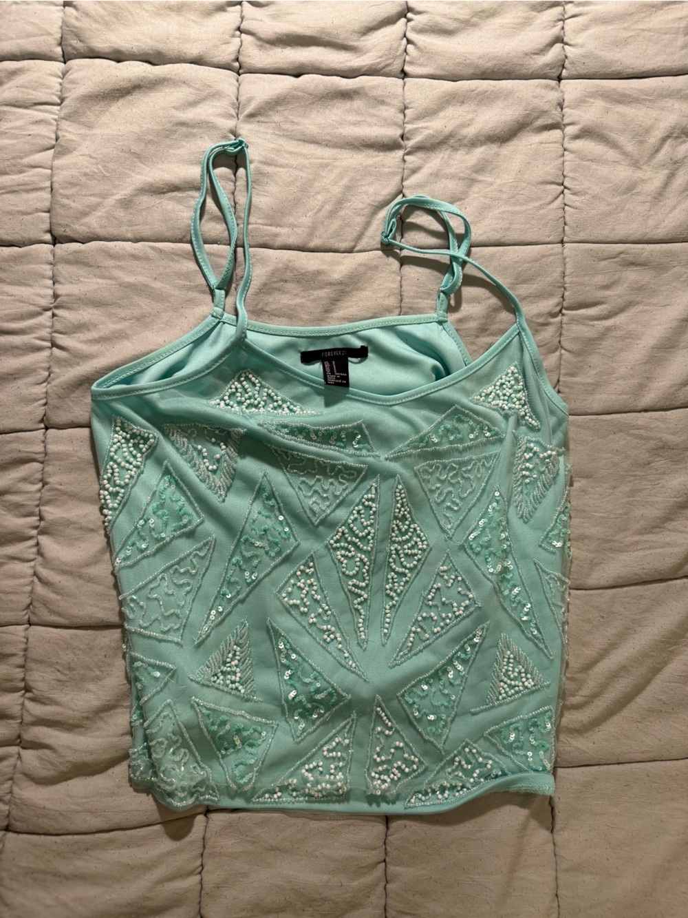 Forever 21 Mint Green Beaded Camisole